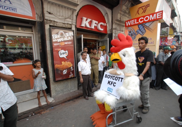 PETA India’s Crippled ‘Chicken’ Demonstration in Kolkata
