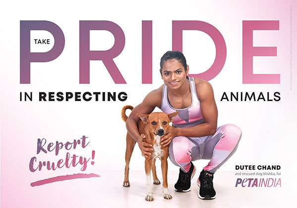 PETA इंडिया के नए विज्ञापन में भारतीय ओलम्पियन एथलीट दुति चंद: जानवरों का सम्मान करने में गर्व करें