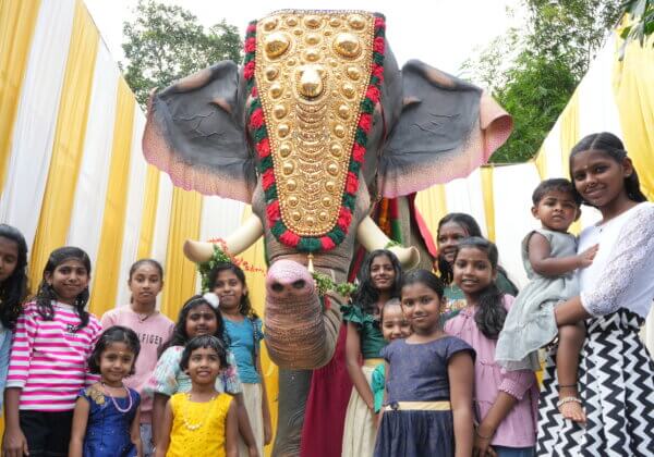 Kannur’s First Life-Size Mechanical Elephant Gifted to Edayar Sree Vadakkumbad Shiva Vishnu Temple by Actor Vedhika and PETA India is Inaugurated by Award-Winning Child Actor Sreepath Yan on Children’s Day