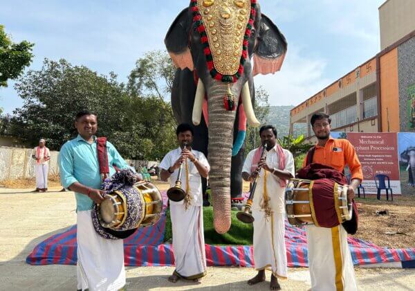 Kolar’s First Mechanical Elephant Procession Held by Shree Madh Nagalapura Veera Simhasana Matha, Supported by CUPA and PETA India